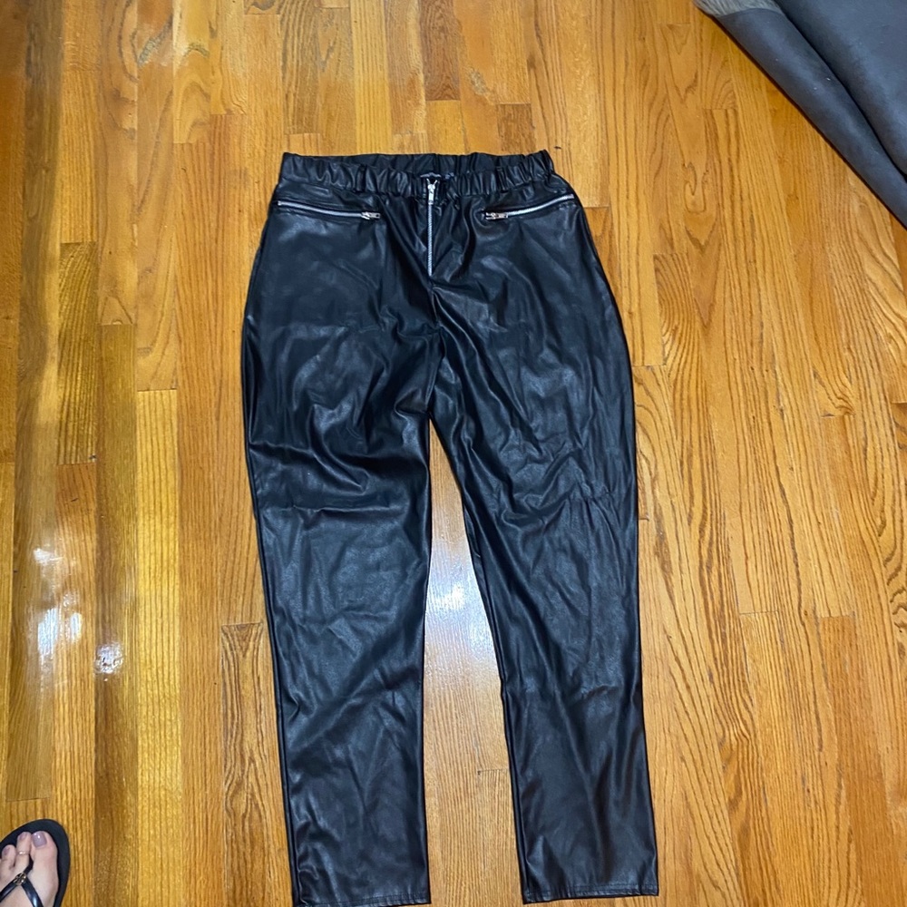 Plus Size Black Faux Leather Pants